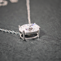 Collier pendentif ovale classique en moissanite blanche GRA pour femme, en argent sterling 925 plaqué rhodium, bijoux de mariage de luxe