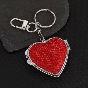Crystal Heart -Shaped Compact <b>Mirror</b> Metal Folding <b>Pocket</b> <b>Mirror</b> Keychain Portable Mini Makeup <b>Mirror</b> Elegant Keyring for Women - Product Image 2