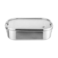 Boîte à goûter en acier inoxydable de 49 OZ, forme rectangulaire, boîte à lunch bento avec clips de verrouillage pour le stockage des aliments