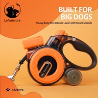 Laisse de chien intelligente rétractable avec lampe torche LED rechargeable par USB, laisse en nylon robuste pour grands chiens, vente en gros