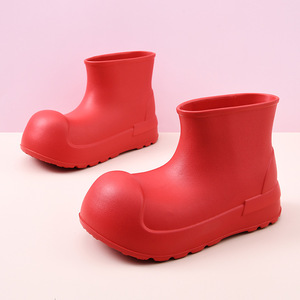 Women's Rain Boots Low-Cut Thick Sole Mid-Heel Waterproof <b>EVA</b> Beige All-Season Solid Color - Product Image 4