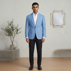 Blazer de Lino Azul Claro Transpirable para Hombre, Talla Grande, Cierre de un Botón, Solapa con Muescas, Estilo Casual de Negocios - Product Image 1