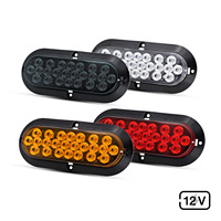 Nouveau feu arrière universel ovale de 6 pouces à 24 LED, étanche IP67, 12V, feu de recul LED, montage en surface, camion, remorque (3 couleurs)