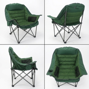 Chaise de camping de luxe surdimensionnée avec poche latérale et porte-gobelet, cadre métallique pliable, capacité de 180 kg pour adultes, pêche et pique-nique - Product Image 4
