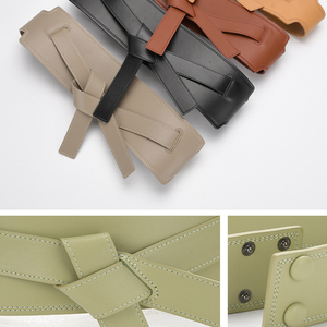 Damen Kuhleder Echtleder Korsettgürtel Breiter Knotengürtel Verstellbarer Druckknopf Echtleder <span class=keywords><strong>OBI</strong></span>-Gürtel für Damenkleider - Product Image 3