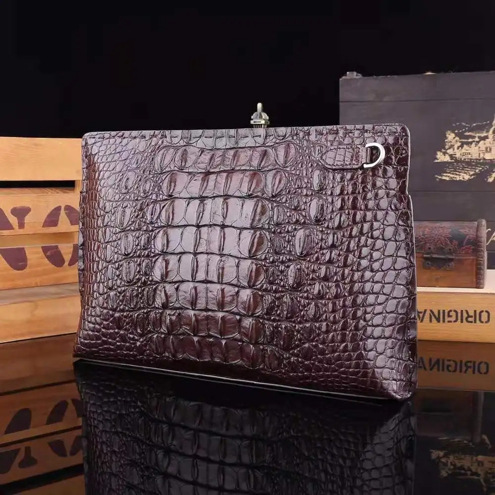 Portefeuille personnalisé en cuir de Crocodile pour hommes, pochette enveloppe courte à fermeture éclair, Design de luxe, tendance