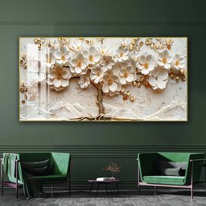 Cuadro de Porcelana de Cristal con Impresión HD Personalizada de Flores y Árboles, Pintura LED 5D con Diamantes para Comedor, Arte de Pared para Dormitorio, Decoración del Hogar, Sala de Estar - Product Image 3