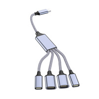 Hub Multi-Port Type-C 1-ke-4, Ekstender USB Splitter untuk Smartphone dan Laptop, Adaptor OTG dengan Konstruksi Tembaga
