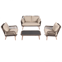 Ensemble de conversation d'extérieur J&M 4 places avec coussins – Mobilier moderne pour jardin, balcon, cour et détente à domicile