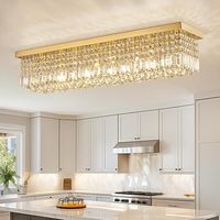 Lustres en cristal modernes pour salle à manger, luminaire rectangulaire doré, lustre de plafond pour îlot de cuisine, salon