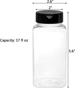 Cheap Transparent Eco-Friendly PET Plastic 2oz Empty Square Salt and Pepper <b>Spice</b> Bottles with Dual Open Lid - Product Image 2