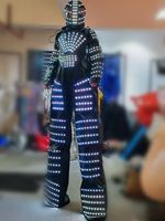 Costume de robot LED sur échasses avec éclairage RGB, en coton, style ethnique chinois, tenue de performance lumineuse pour artiste de boîte de nuit et scène