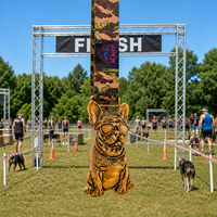 Médaille personnalisée pour course d'obstacles canines, en alliage de zinc plaqué or, avec bouledogue 3D en émail en relief, récompense de finisseur avec ruban camouflage, pour le sport