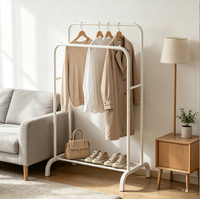 Porte-vêtements moderne à double rail, directement de l'usine, avec rangement inférieur pour chambre et entrée