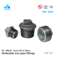 Raccords de tuyauterie robustes en fonte malléable FM UL CE NPT BSPT 300Psi 1/4''-6'' avec bouchons noirs à joint perlé/bouchons lisses pour gaz, huile et eau