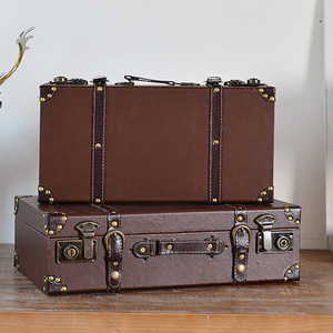 Retro Nostalgic Old-Fashioned Portable Wooden Spinner <strong>Suitcase</strong> <strong>Storage</strong> Organize Wedding Photography Props Straps Briefcase - Product Image 1