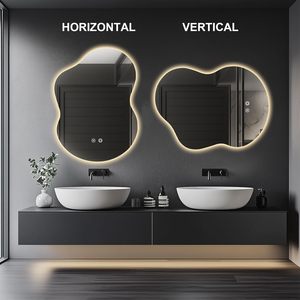 Miroir <span class=keywords><strong>de</strong></span> <span class=keywords><strong>salle</strong></span> <span class=keywords><strong>de</strong></span> <span class=keywords><strong>bain</strong></span> LED irrégulier moderne personnalisé, étanche, mural, anti-buée, tactile, trois couleurs, pour hôtel, villa, <span class=keywords><strong>projet</strong></span> - Product Image 6