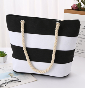 Nuevo bolso de playa a la moda para mujer, bolso de lona de verano de gran capacidad, bolso de hombro a rayas, bolso de compras - Product Image 3