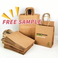 Sac en papier kraft personnalisé écologique pour emporter du café, sac à emporter pour la restauration rapide, sac à emporter pour restaurant, sac à poignée plate marron