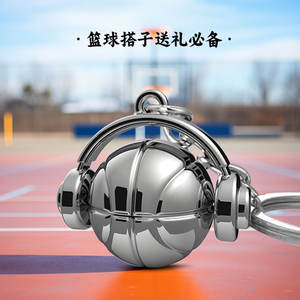 หูฟังบาสเก็ตบอลสีน้ำเงินการ์ตูนสุดสร้างสรรค์พวงกุญแจแฟชั่นจี้โลหะสามมิติหูฟังกีฬาขนาดเล็ก - Product Image 3