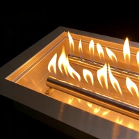 Kit de foyer au gaz rectangulaire en acier inoxydable de 59 cm à encastrer pour foyer extérieur.