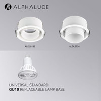 ALPHALUCE Boîtier de spot encastré GU10 à déflecteur profond et peu profond, support de lampe GU10 remplaçable, anti-éblouissement, cadre de plafond encastré