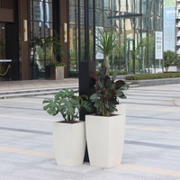 Ensemble de jardinières d'extérieur en acier inoxydable LVEN, 3 tailles, pots à fleurs coniques en métal avec revêtement en poudre et drainage pour la maison et le jardin