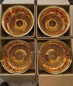 Wheelrim 13x7 Chrome Gold Steel Deep Dish 100 Spoke Universal Fitment <strong>Replacement</strong> <strong>Wheels</strong> - Product Image 5