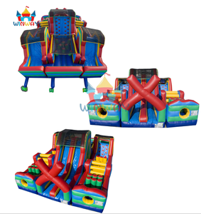 Pista de Obstáculos Inflable de Grado Comercial Personalizada de Fábrica con Tobogán y Túnel, Estructura de Actividades para Fiestas Infantiles al Aire Libre - Product Image 1