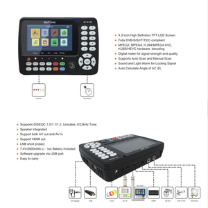 جهاز كشف الأقمار الصناعية Satlink ، شاشة <span class=keywords><strong>LCD</strong></span> عالية الدقة تدعم <span class=keywords><strong>DVB</strong></span> S/S2/T/T2/C mAh بطارية Li-lon H.265 HEVC - Product Image 3