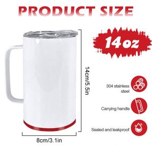 Vaso Térmico de Acero Inoxidable de Doble Pared con Aislamiento al Vacío de Alta Calidad de 14 oz, Taza de Café con Asa para Sublimación - Product Image 3