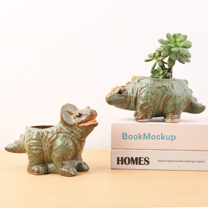 Pot de fleurs créatif en céramique en forme de dinosaure pour plantes succulentes, mini bonsaï, <span class=keywords><strong>cactus</strong></span>, micro-paysage pour la maison et le bureau - Product Image 4