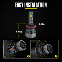 Ampoule LED de voiture haute puissance Y6 90W 4000 LM 6500K Phare LED de voiture H8/H11 H7 9005 9006 Système d'éclairage automobile pour voiture universelle