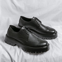 Nouvelles baskets décontractées en microfibre pour homme, style brogue, à semelle épaisse, pour l'automne/hiver, pour adolescents