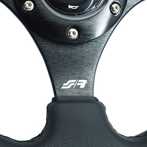 Volant sport - Cuir - Volant sport pour voitures, cuir noir, plaque de course Simoni - Product Image 3