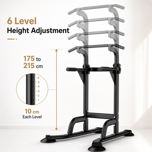 Torre de Ejercicios Ajustable de Acero Resistente FLOWA con 6 Niveles de Altura, Estación de Dominadas y Flexiones para Entrenamiento de Fuerza en Casa - Product Image 3
