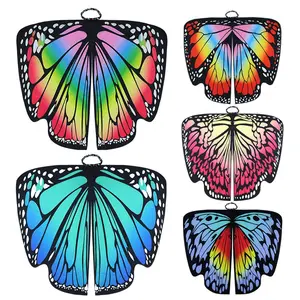 BSBH Butterfly Wings Scarf Custom Print Halloween Costume Woman Scarves Adults Kids Fairy Wings Scarf Fabric Shawl Party