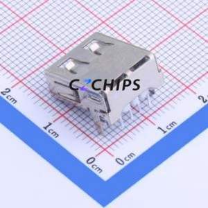 U-A-24DD-W-6 USB Connector Bent Lead Through Hole Connector Type-A USB 2.0 Female Right Angle Insert - Product Image 2