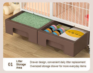 Precio al por mayor, jaula de metal para gatos de <span class=keywords><strong>3</strong></span> capas, casa de Villa para gatos, jaula de cría de mascotas de gran espacio con caja de arena y ruedas - Product Image 6