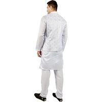Ensemble 3 pièces Triloki sans plis pour homme, en coton, style ethnique indien pakistanais, tenue traditionnelle Diwali Puja, Kurta Pajama et Gilet