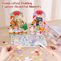 Ensemble de blocs de construction de cadre photo de Noël rose, arbre de Noël, briques éducatives DIY, jouets pour enfants, cadeaux de Noël, modèle