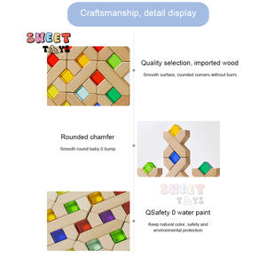 Ensemble sensoriel Montessori, blocs empilables en <span class=keywords><strong>bois</strong></span> pour bébé, jouet château avec <span class=keywords><strong>cube</strong></span> transparent pour enfants - Product Image 6