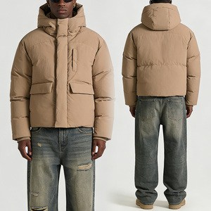 Chaqueta acolchada de nailon cálida de invierno Unisex, diseño bordado de peso pesado recortado, venta al por mayor personalizada para hombres, cremallera de burbuja Unisex - Product Image 1