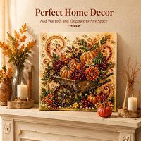 Kit de Peinture 3D aux Perles Citrouille Récolte d'Automne DIY Faite à la Main Style Rustique Décoration Murale Forme Carrée Cadeau Saisonnier