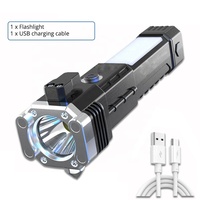 Lampe de poche LED multifonctionnelle Marteau de sécurité pour voiture avec lampe de travail magnétique Brise-vitre de sauvetage Lampes de poche rechargeables USB