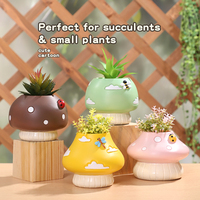Joli pot à fleurs champignon aux formes variées, pot à succulentes en résine, artisanat fantaisie pour la maison, le jardin, le bureau, la décoration d'étagère, cadeau sur le thème de la forêt