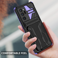 Sarung ponsel Samsung, untuk Samsung Galaxy Note 20 Ultra Note20 penutup belakang Coque Slot kartu geser pemegang Kickstand dapat ditarik PC tahan guncangan