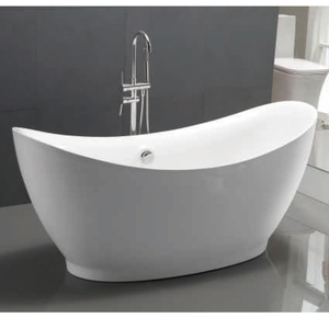 อ่างอาบน้ำแบบลอยตัวทำจากหินเทียมที่ทนทาน ดีไซน์แบบดั้งเดิม พร้อมท่อระบายน้ำและปรับแต่งได้สำหรับห้องน้ำ - Product Image 2