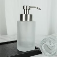 Bouteille en verre transparente et givrée de 350 ml de qualité supérieure pour savon moussant pour les mains avec tête de pompe étanche argentée ou noire