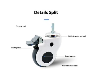 American Style 5-Inch Swivel Medical <strong>Caster</strong> Wheels Universal Silent Castors Medical Equipment Packaging <strong>Plastic</strong> <strong>75mm</strong> Axle No - Product Image 3